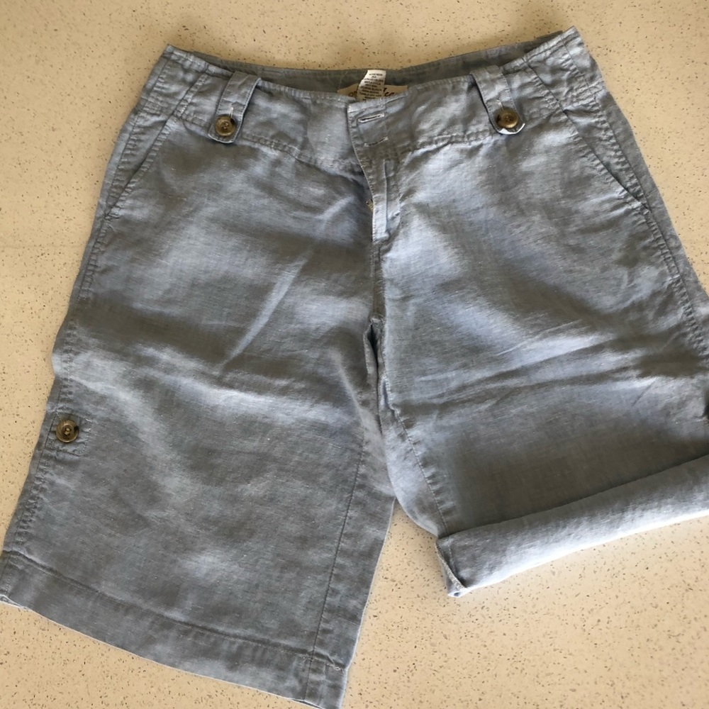 Blue Linen Shorts